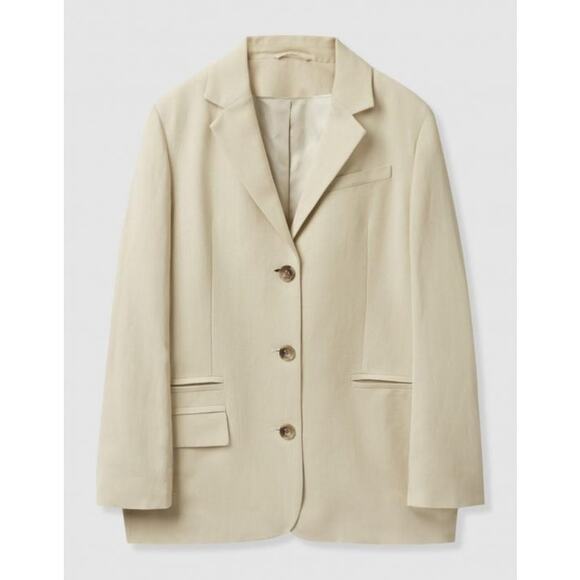 COS Light Beige Linen Blend Relaxed-Fit Blazer Size 10 - Picture 15 of 15